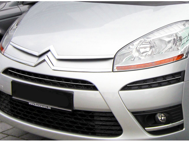 Baguette de calandre supérieure chromée compatible Citroën C4 Picasso 0712